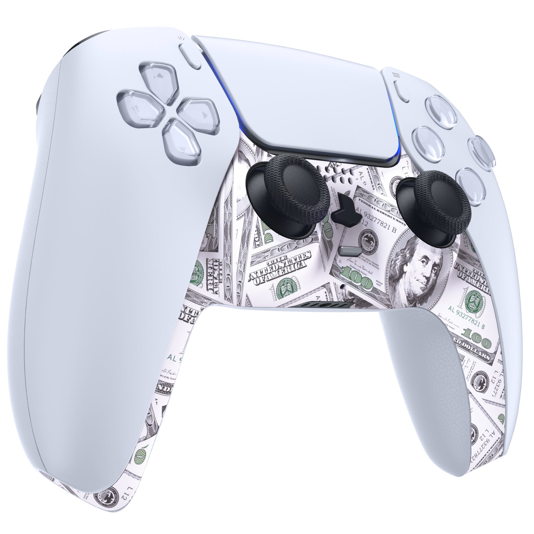 eXtremeRate Replacement Decorative Trim Shell with Accent Rings Compatible with PS5 Controller BDM-010/020/030/040/050 - The $100 Cash Money eXtremeRate