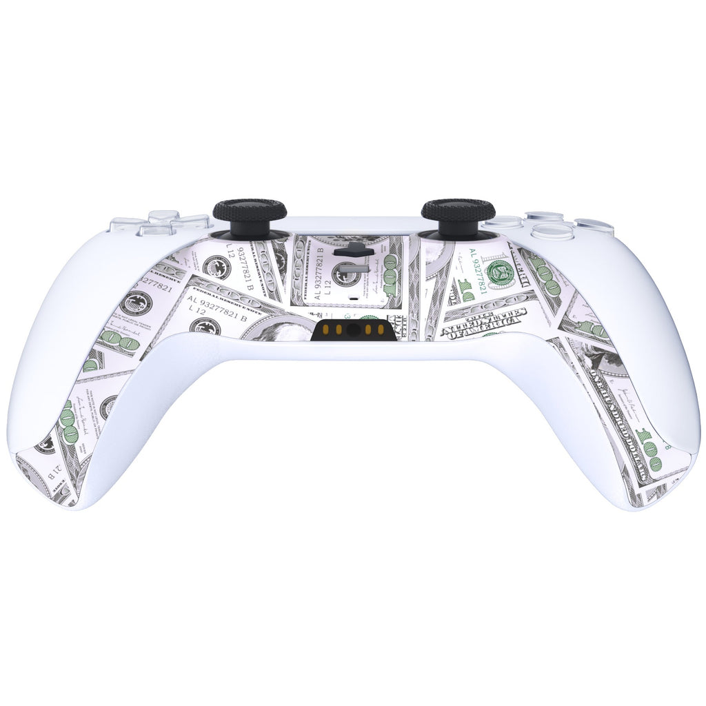 eXtremeRate Replacement Decorative Trim Shell with Accent Rings Compatible with PS5 Controller BDM-010/020/030/040/050 - The $100 Cash Money eXtremeRate