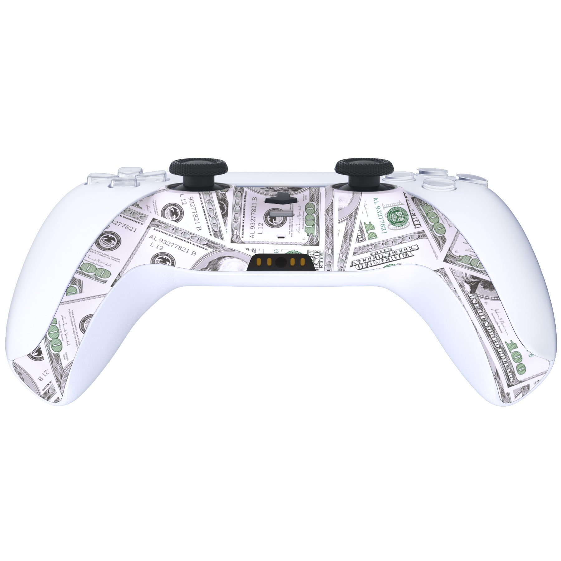 eXtremeRate Replacement Decorative Trim Shell with Accent Rings Compatible with PS5 Controller BDM-010/020/030/040/050 - The $100 Cash Money eXtremeRate