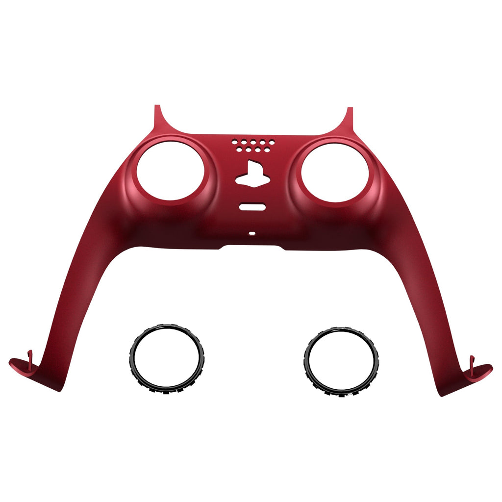 eXtremeRate Replacement Decorative Trim Shell with Accent Rings Compatible with PS5 Controller BDM-010/020/030/040/050 - Volcanic Red eXtremeRate