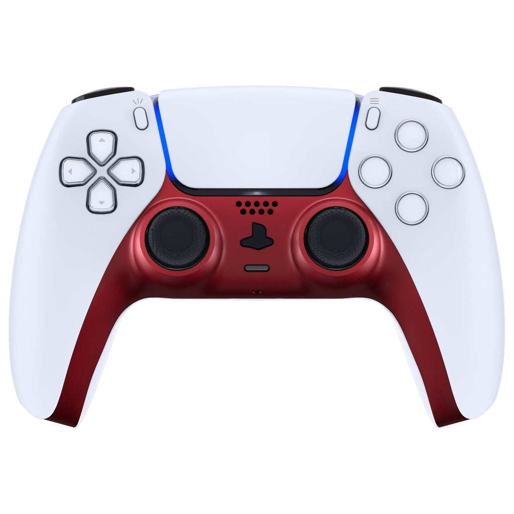 eXtremeRate Replacement Decorative Trim Shell with Accent Rings Compatible with PS5 Controller BDM-010/020/030/040/050 - Volcanic Red eXtremeRate