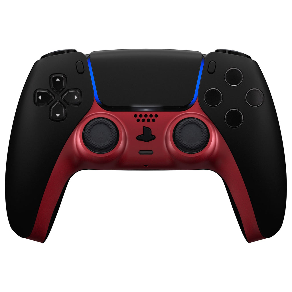 eXtremeRate Replacement Decorative Trim Shell with Accent Rings Compatible with PS5 Controller BDM-010/020/030/040/050 - Volcanic Red eXtremeRate