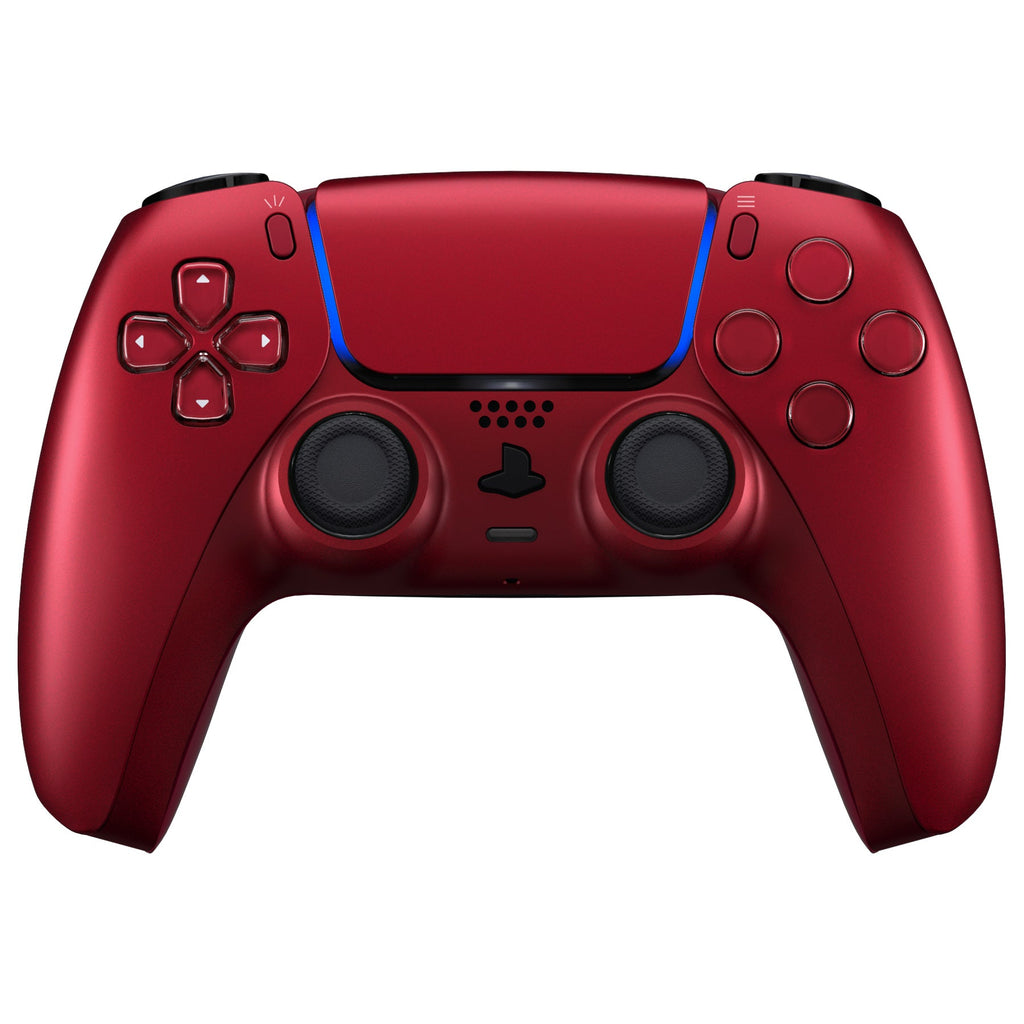 eXtremeRate Replacement Decorative Trim Shell with Accent Rings Compatible with PS5 Controller BDM-010/020/030/040/050 - Volcanic Red eXtremeRate