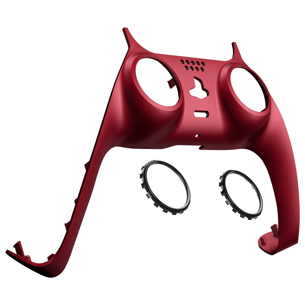 eXtremeRate Replacement Decorative Trim Shell with Accent Rings Compatible with PS5 Controller BDM-010/020/030/040/050 - Volcanic Red eXtremeRate