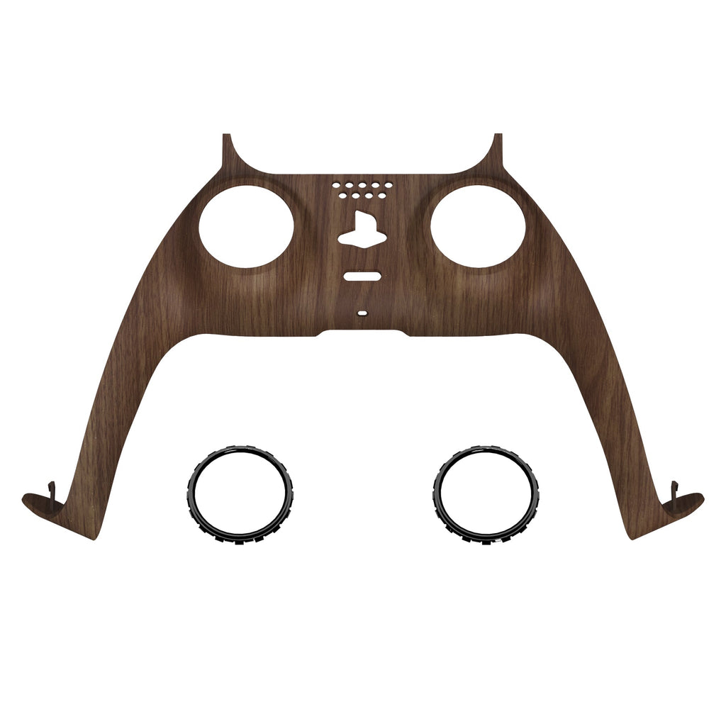 eXtremeRate Replacement Decorative Trim Shell with Accent Rings Compatible with PS5 Controller BDM-010/020/030/040/050 - Wood Grain eXtremeRate