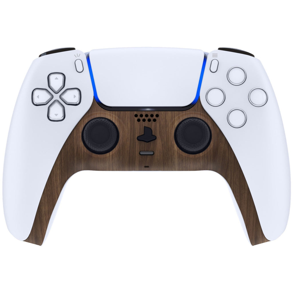 eXtremeRate Replacement Decorative Trim Shell with Accent Rings Compatible with PS5 Controller BDM-010/020/030/040/050 - Wood Grain eXtremeRate