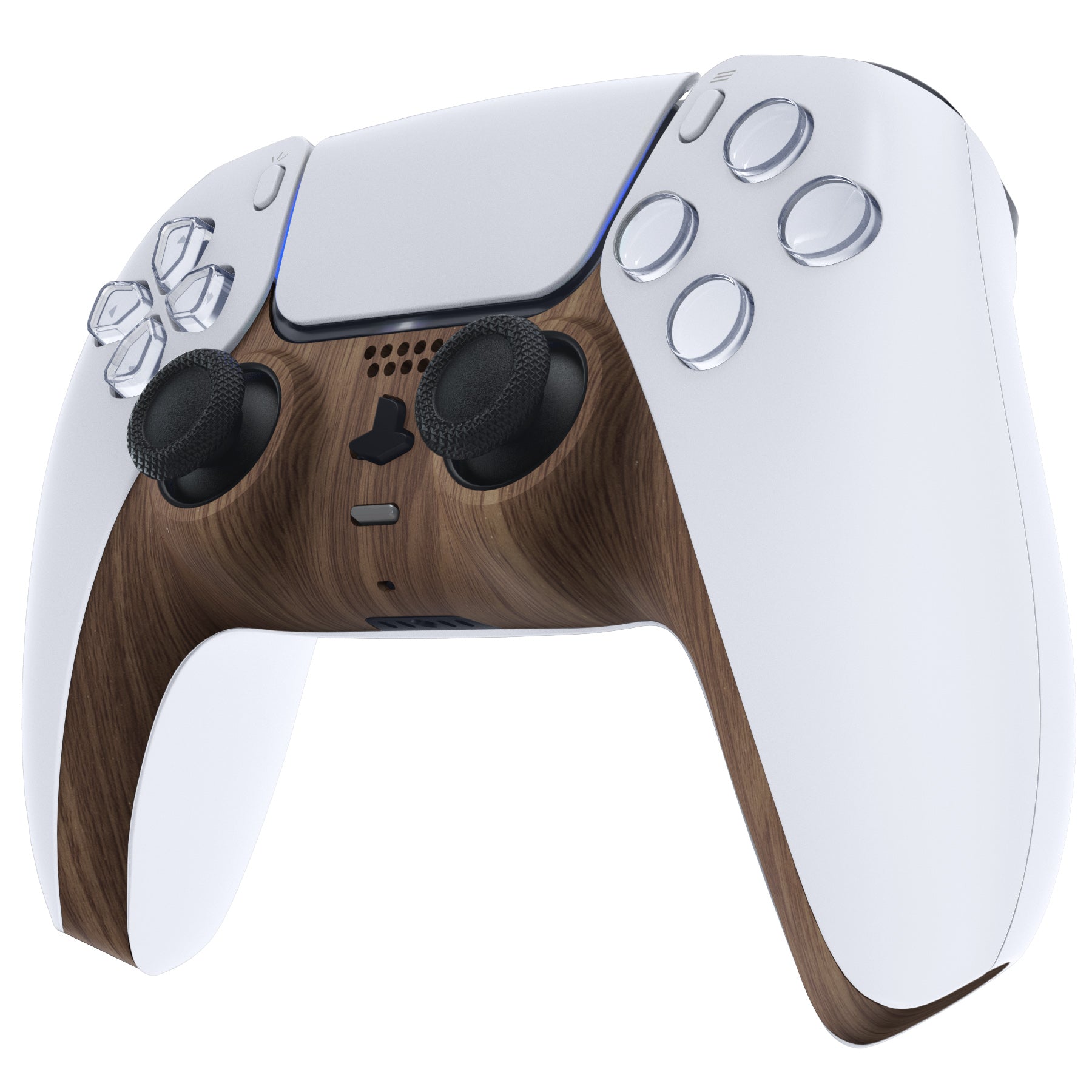 eXtremeRate Replacement Decorative Trim Shell with Accent Rings Compatible with PS5 Controller BDM-010/020/030/040/050 - Wood Grain eXtremeRate