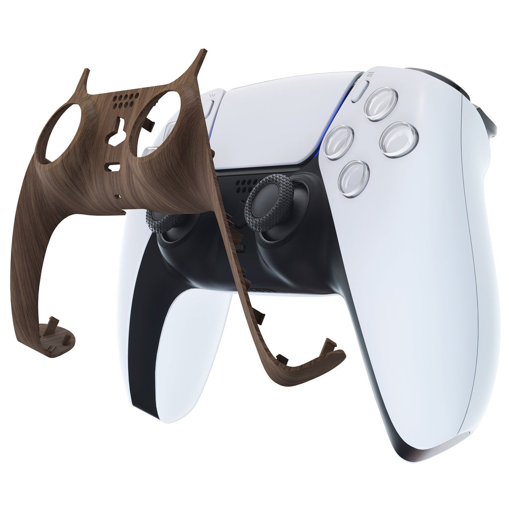 eXtremeRate Replacement Decorative Trim Shell with Accent Rings Compatible with PS5 Controller BDM-010/020/030/040/050 - Wood Grain eXtremeRate