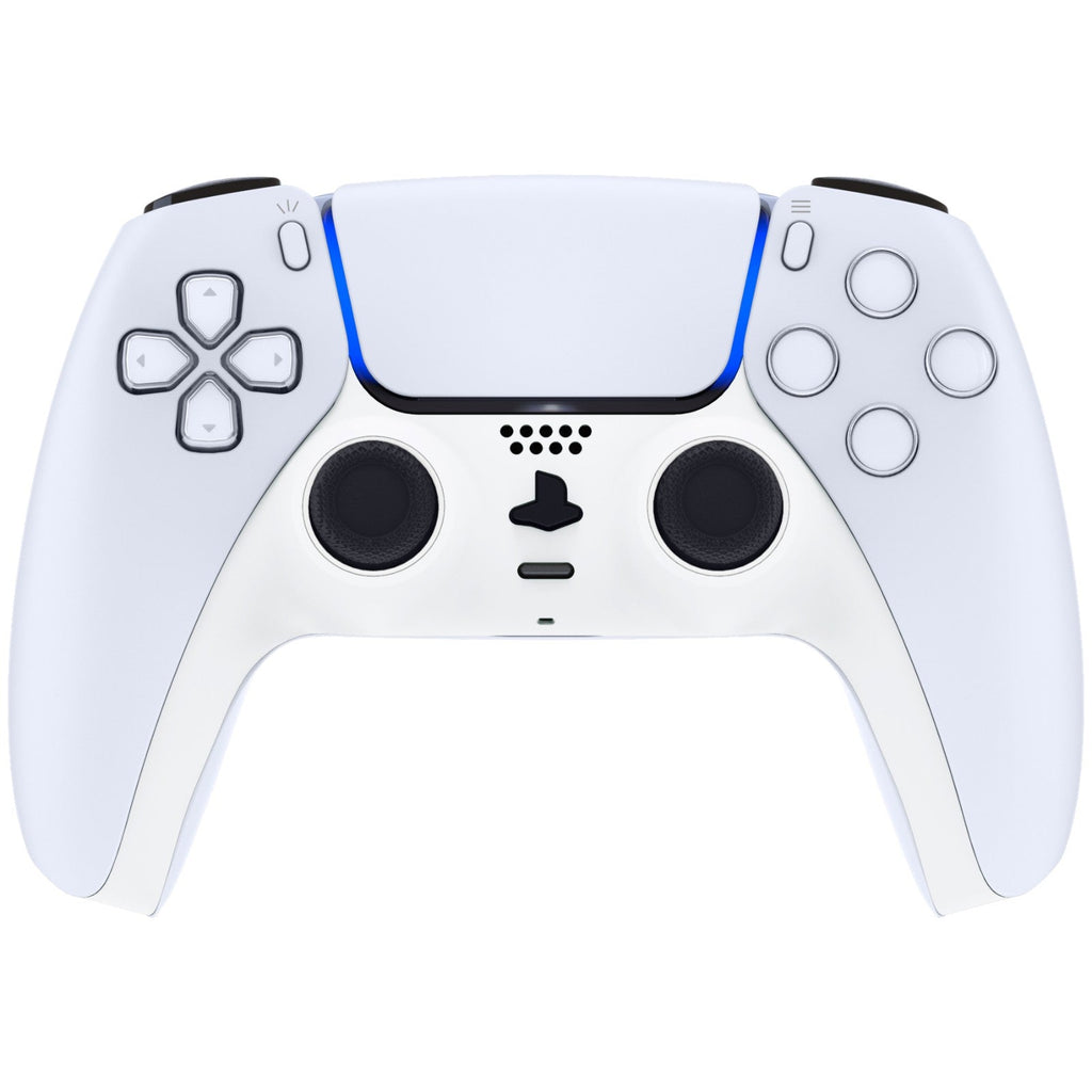 eXtremeRate Replacement Decorative Trim Shell with Accent Rings Compatible with PS5 Controller BDM-010/020/030/040/050 - White eXtremeRate