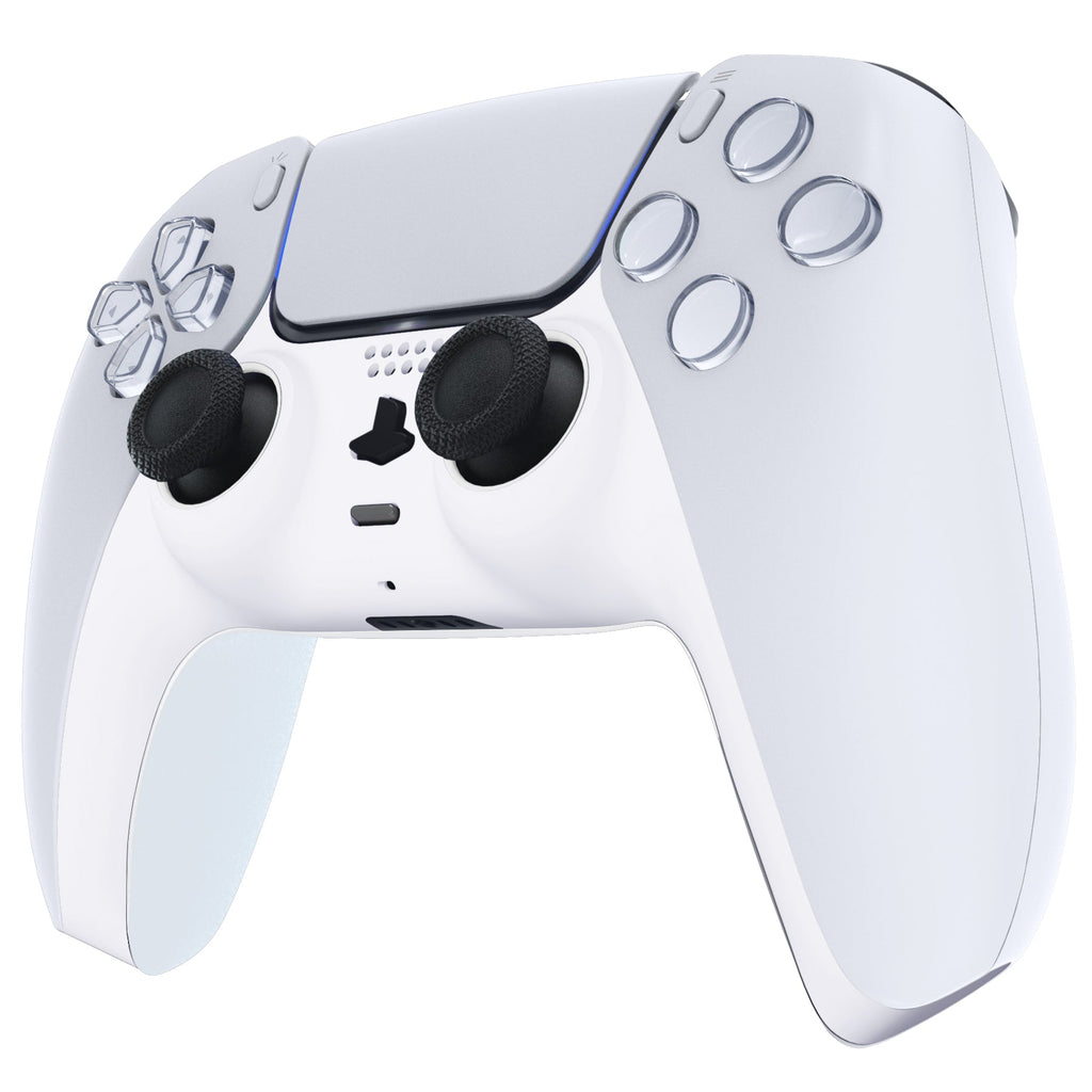 eXtremeRate Replacement Decorative Trim Shell with Accent Rings Compatible with PS5 Controller BDM-010/020/030/040/050 - White eXtremeRate