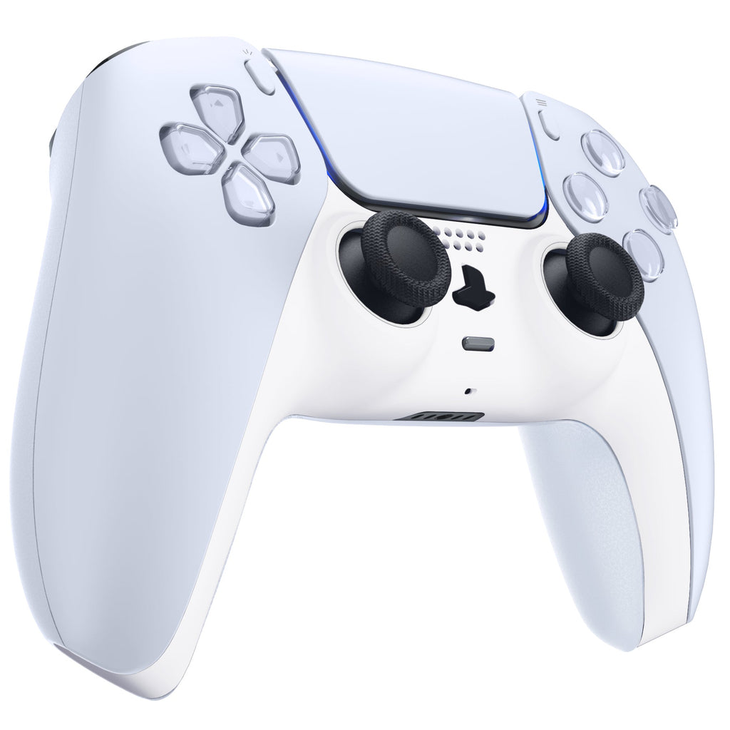 eXtremeRate Replacement Decorative Trim Shell with Accent Rings Compatible with PS5 Controller BDM-010/020/030/040/050 - White eXtremeRate