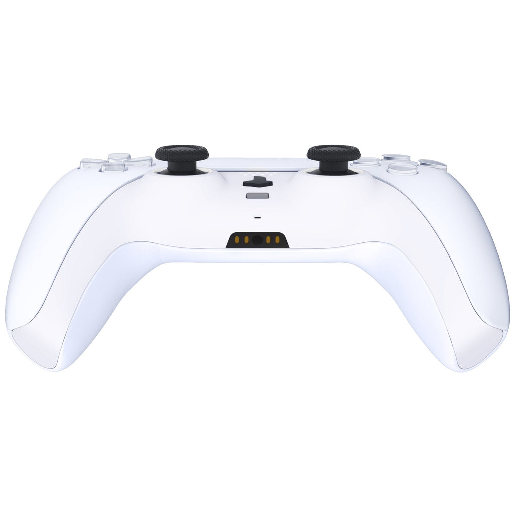 eXtremeRate Replacement Decorative Trim Shell with Accent Rings Compatible with PS5 Controller BDM-010/020/030/040/050 - White eXtremeRate