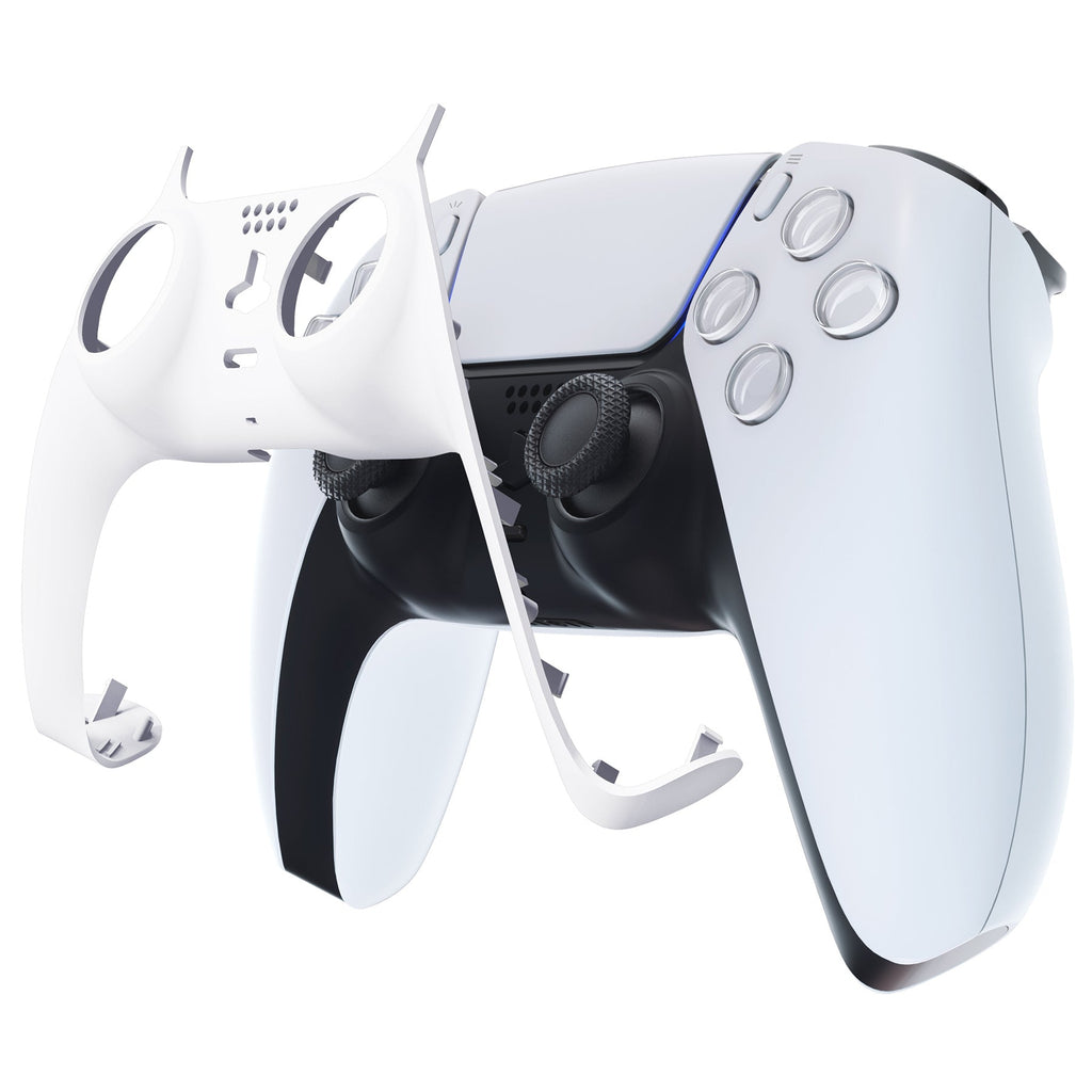 eXtremeRate Replacement Decorative Trim Shell with Accent Rings Compatible with PS5 Controller BDM-010/020/030/040/050 - White eXtremeRate
