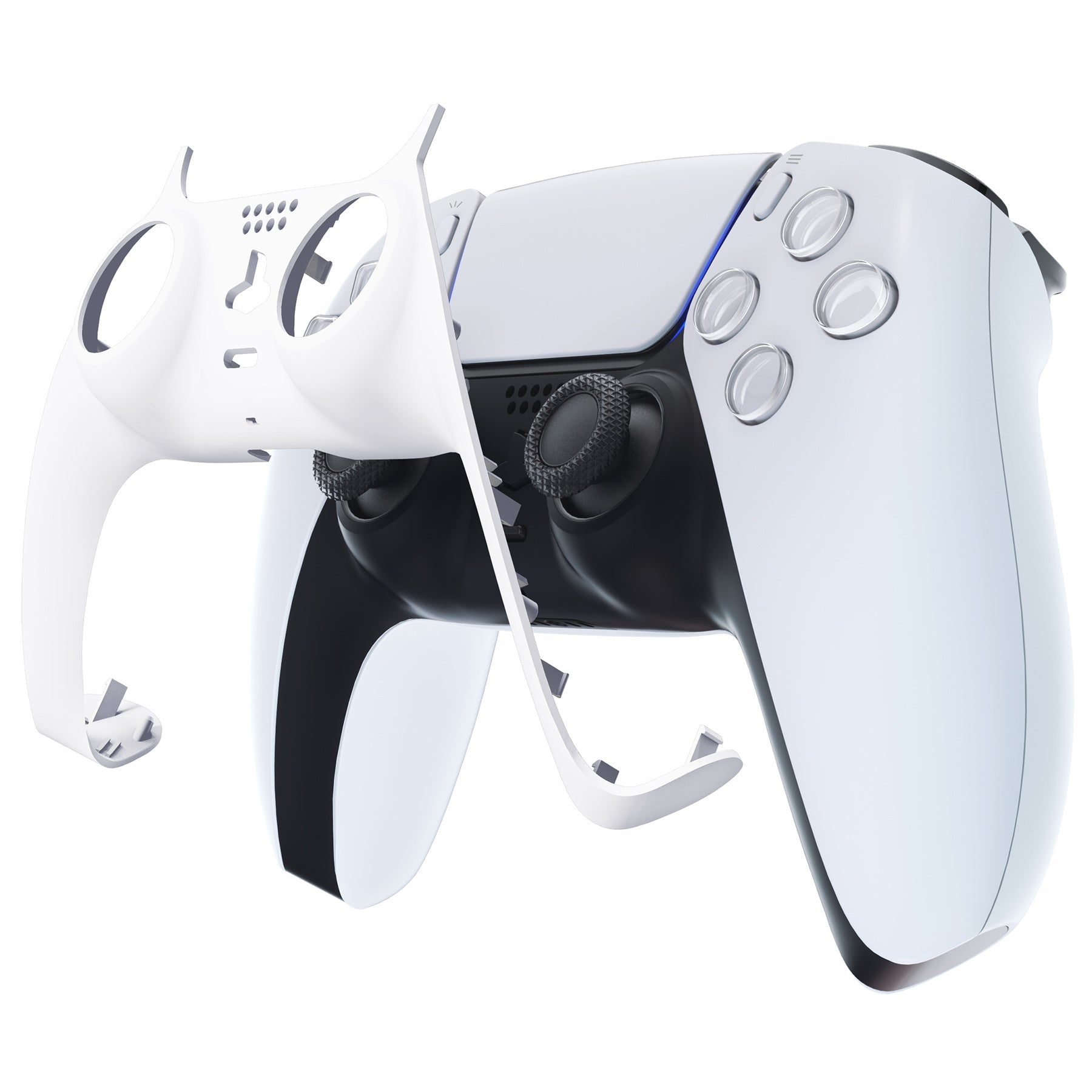 eXtremeRate Replacement Decorative Trim Shell with Accent Rings Compatible with PS5 Controller BDM-010/020/030/040/050 - White eXtremeRate