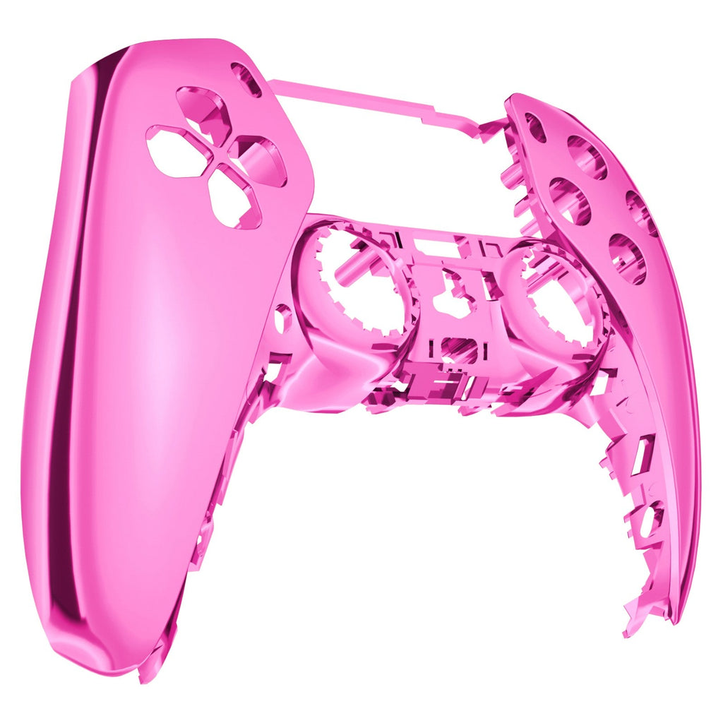 eXtremeRate Replacement Front Housing Shell Compatible with PS5 Controller BDM-010/020/030/040/050 - Chrome Pink Glossy eXtremeRate