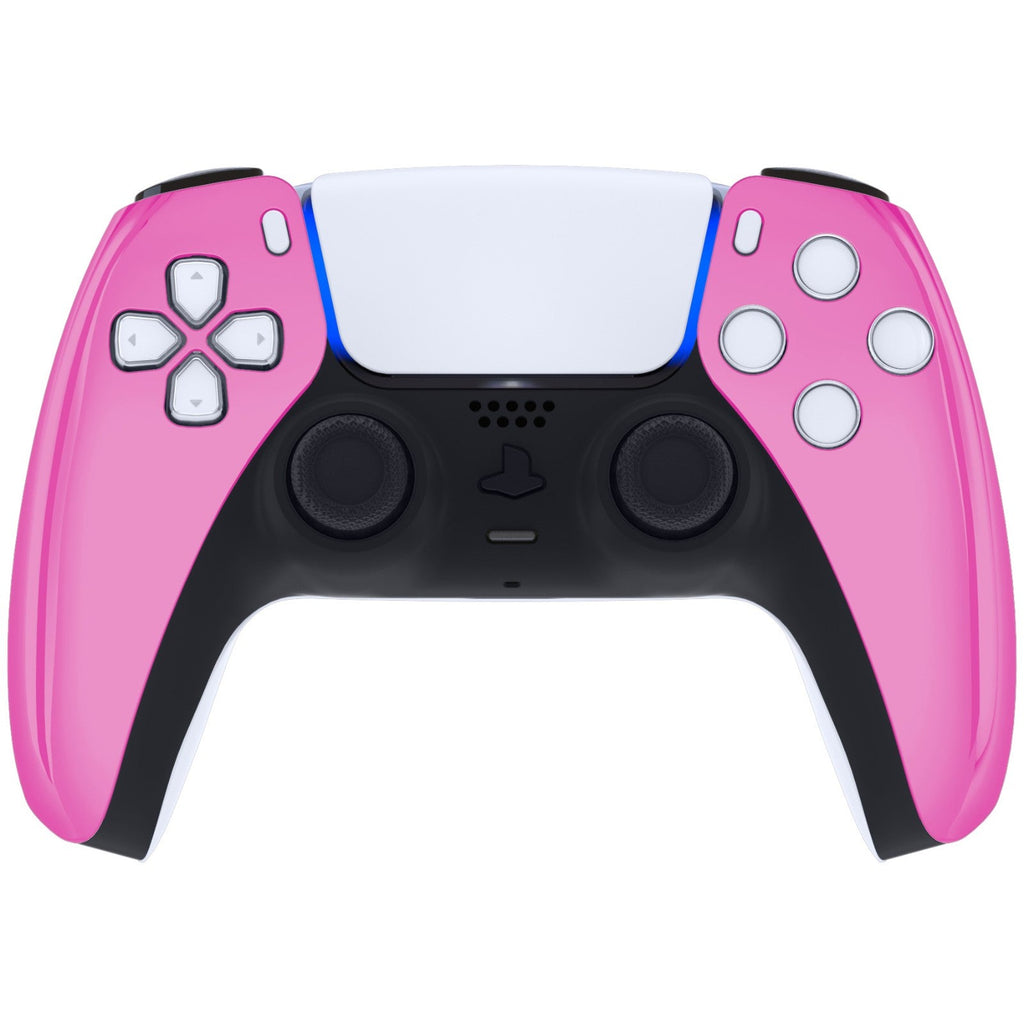 eXtremeRate Replacement Front Housing Shell Compatible with PS5 Controller BDM-010/020/030/040/050 - Chrome Pink Glossy eXtremeRate