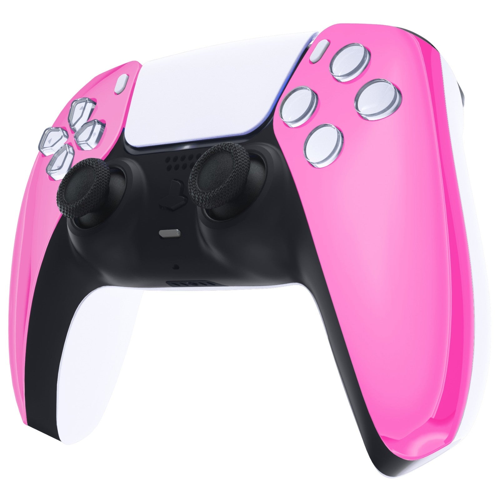 eXtremeRate Replacement Front Housing Shell Compatible with PS5 Controller BDM-010/020/030/040/050 - Chrome Pink Glossy eXtremeRate