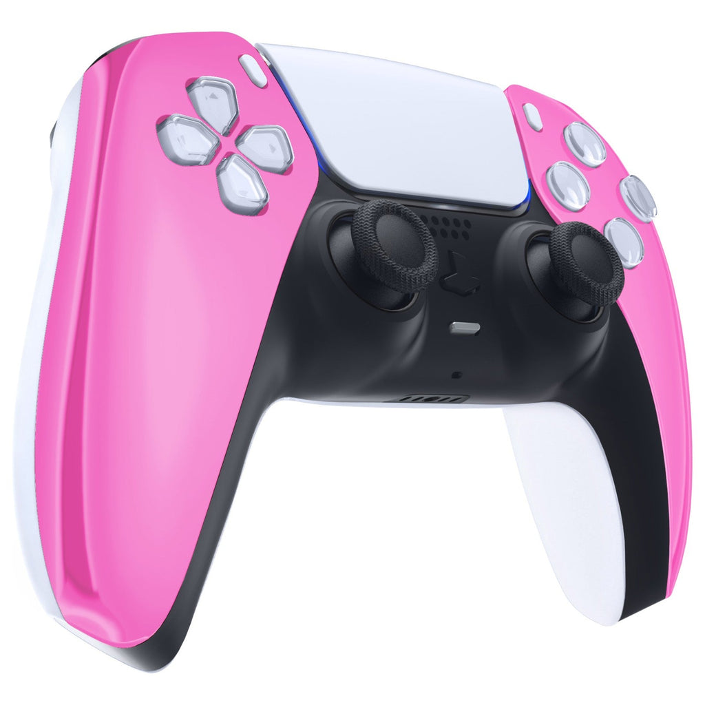 eXtremeRate Replacement Front Housing Shell Compatible with PS5 Controller BDM-010/020/030/040/050 - Chrome Pink Glossy eXtremeRate