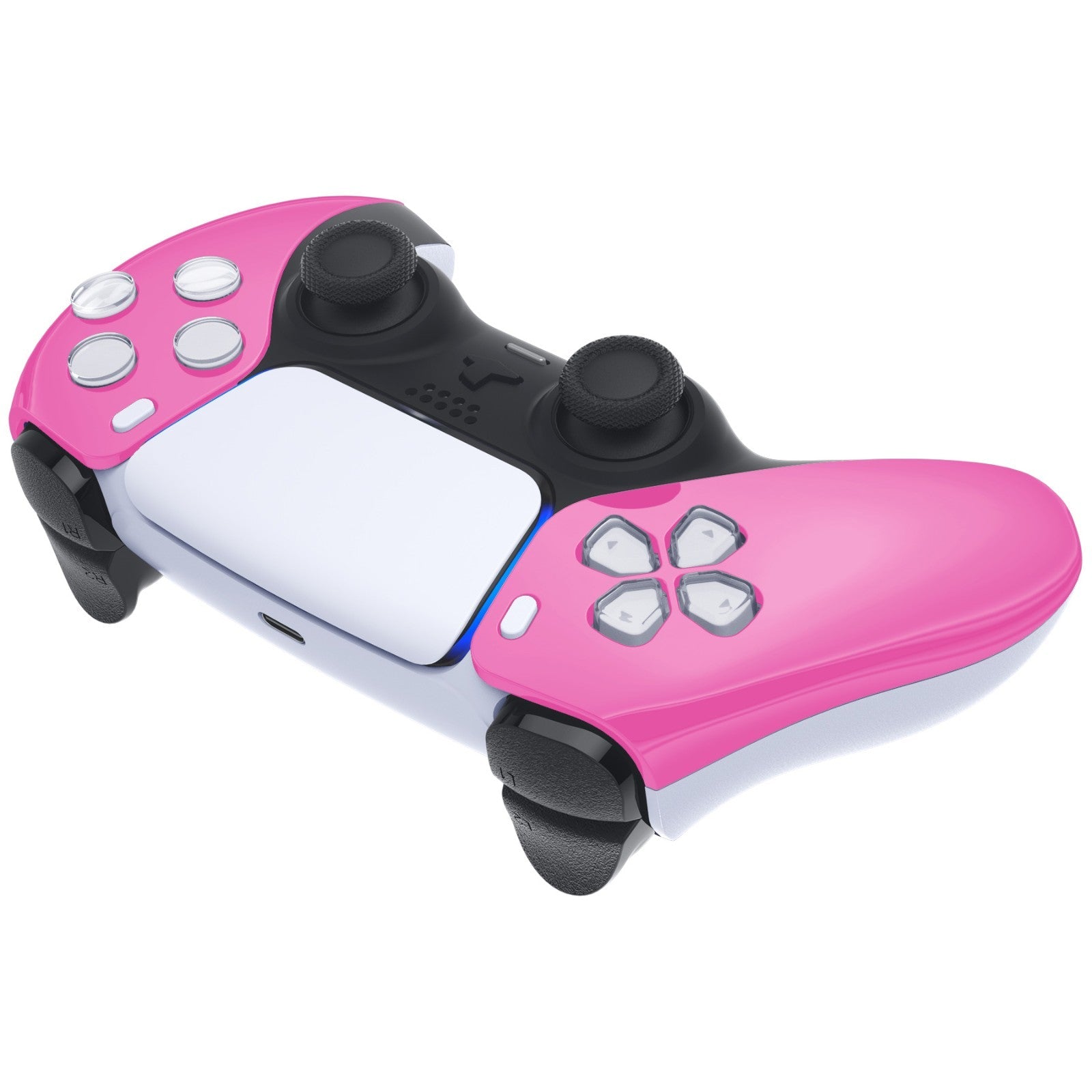eXtremeRate Replacement Front Housing Shell Compatible with PS5 Controller BDM-010/020/030/040/050 - Chrome Pink Glossy eXtremeRate