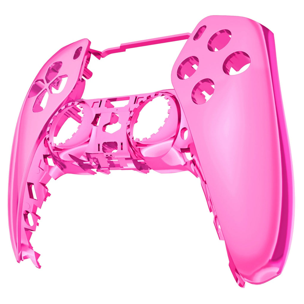 eXtremeRate Replacement Front Housing Shell Compatible with PS5 Controller BDM-010/020/030/040/050 - Chrome Pink Glossy eXtremeRate