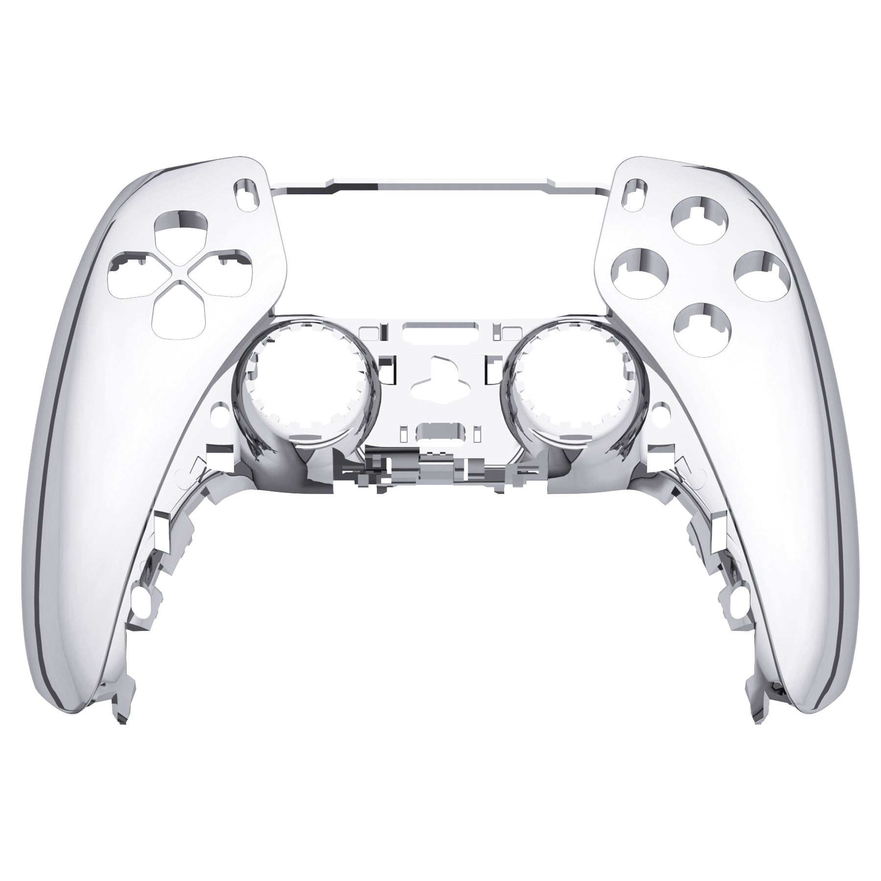 eXtremeRate Replacement Front Housing Shell Compatible with PS5 Controller BDM-010/020/030/040/050 - Chrome Silver Glossy eXtremeRate