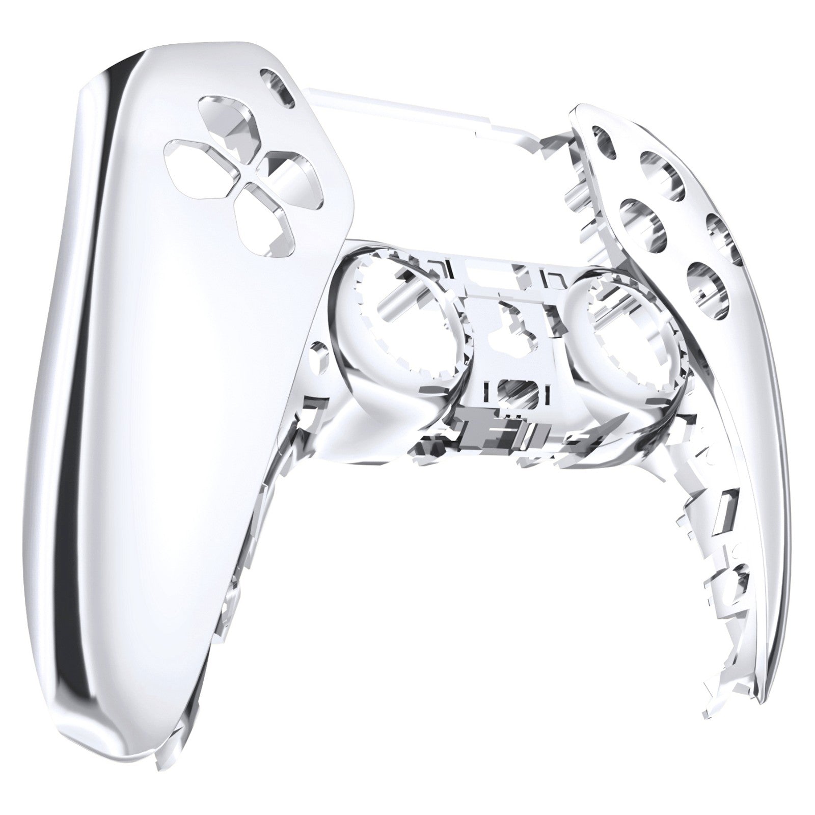 eXtremeRate Replacement Front Housing Shell Compatible with PS5 Controller BDM-010/020/030/040/050 - Chrome Silver Glossy eXtremeRate