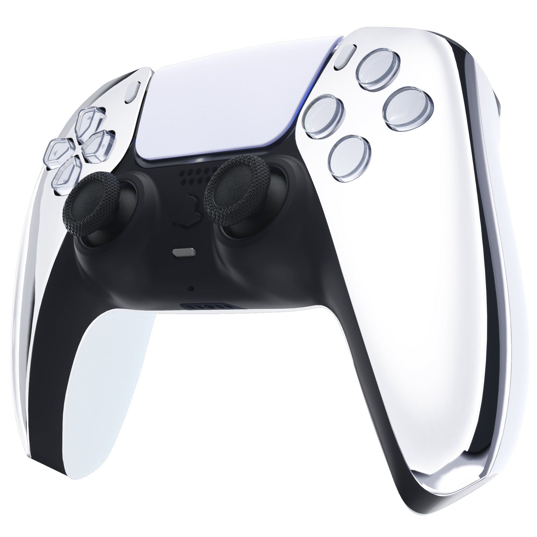 eXtremeRate Replacement Front Housing Shell Compatible with PS5 Controller BDM-010/020/030/040/050 - Chrome Silver Glossy eXtremeRate