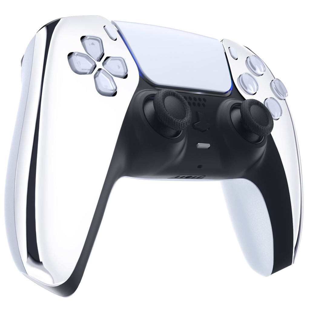 eXtremeRate Replacement Front Housing Shell Compatible with PS5 Controller BDM-010/020/030/040/050 - Chrome Silver Glossy eXtremeRate