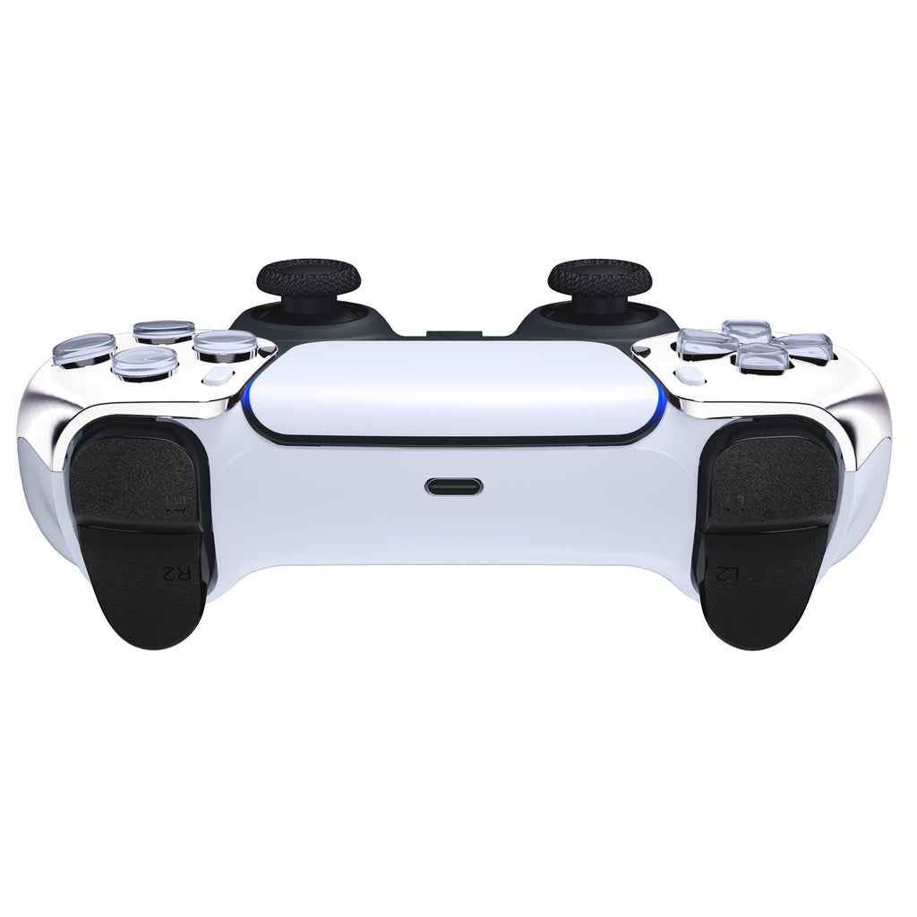 eXtremeRate Replacement Front Housing Shell Compatible with PS5 Controller BDM-010/020/030/040/050 - Chrome Silver Glossy eXtremeRate