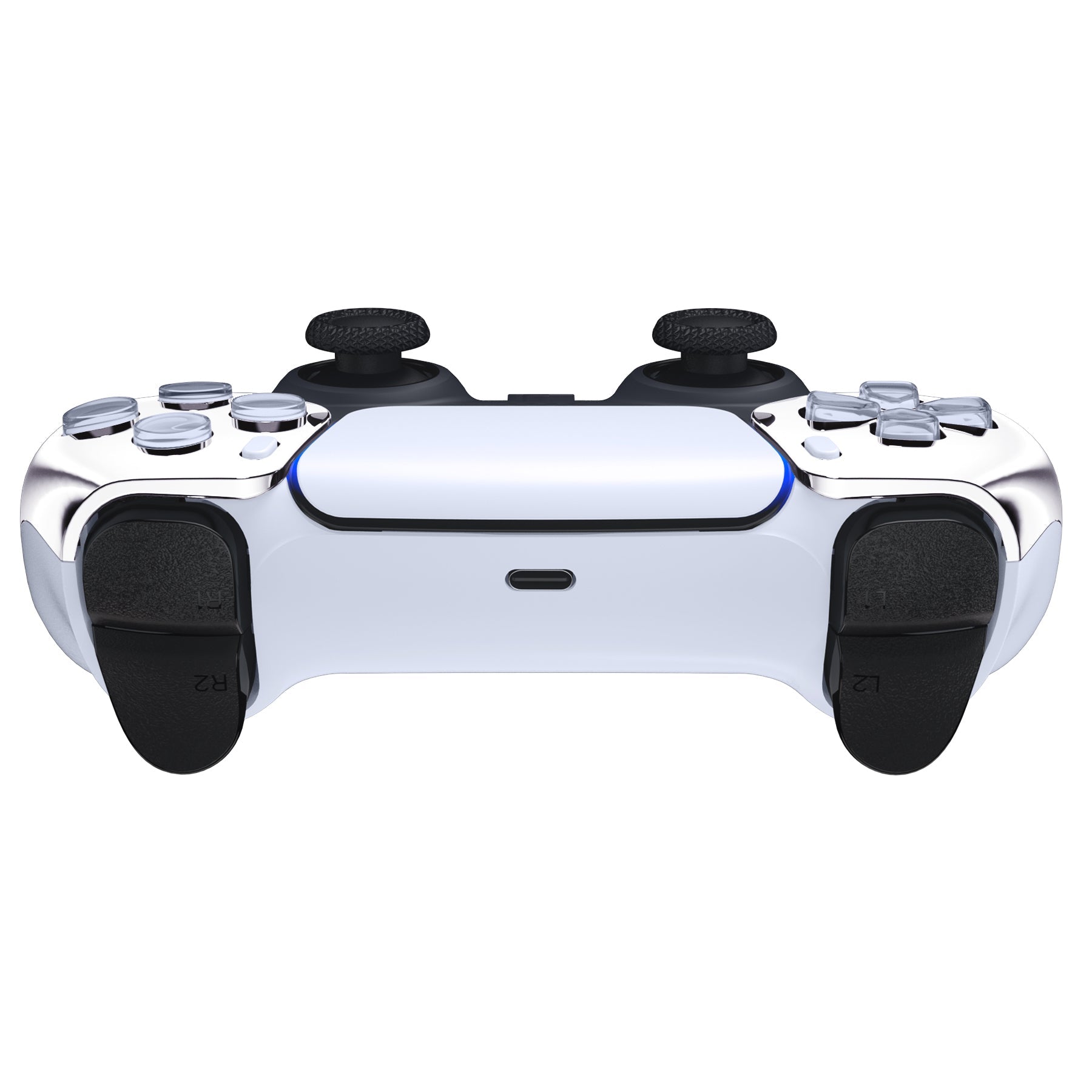eXtremeRate Replacement Front Housing Shell Compatible with PS5 Controller BDM-010/020/030/040/050 - Chrome Silver Glossy eXtremeRate