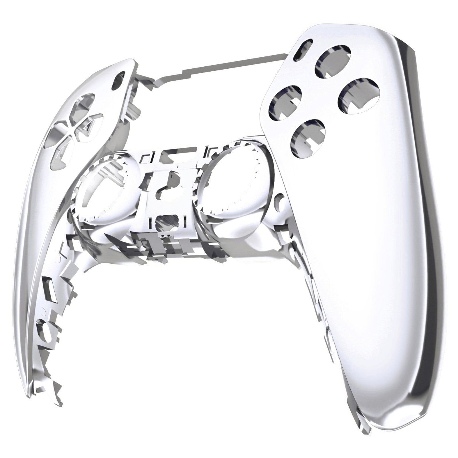 eXtremeRate Replacement Front Housing Shell Compatible with PS5 Controller BDM-010/020/030/040/050 - Chrome Silver Glossy eXtremeRate