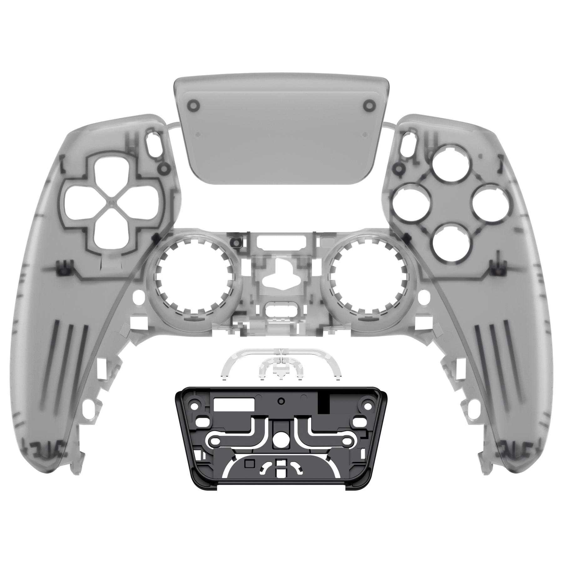 eXtremeRate Replacement Front Housing Shell with Touchpad Compatible with PS5 Controller BDM-010/020/030/040/050/060 - Clear Black eXtremeRate