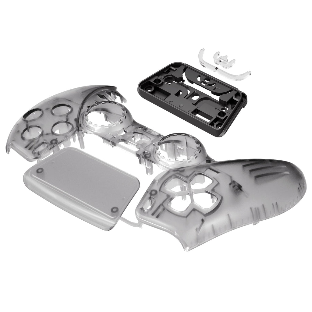 eXtremeRate Replacement Front Housing Shell with Touchpad Compatible with PS5 Controller BDM-010/020/030/040/050/060 - Clear Black eXtremeRate