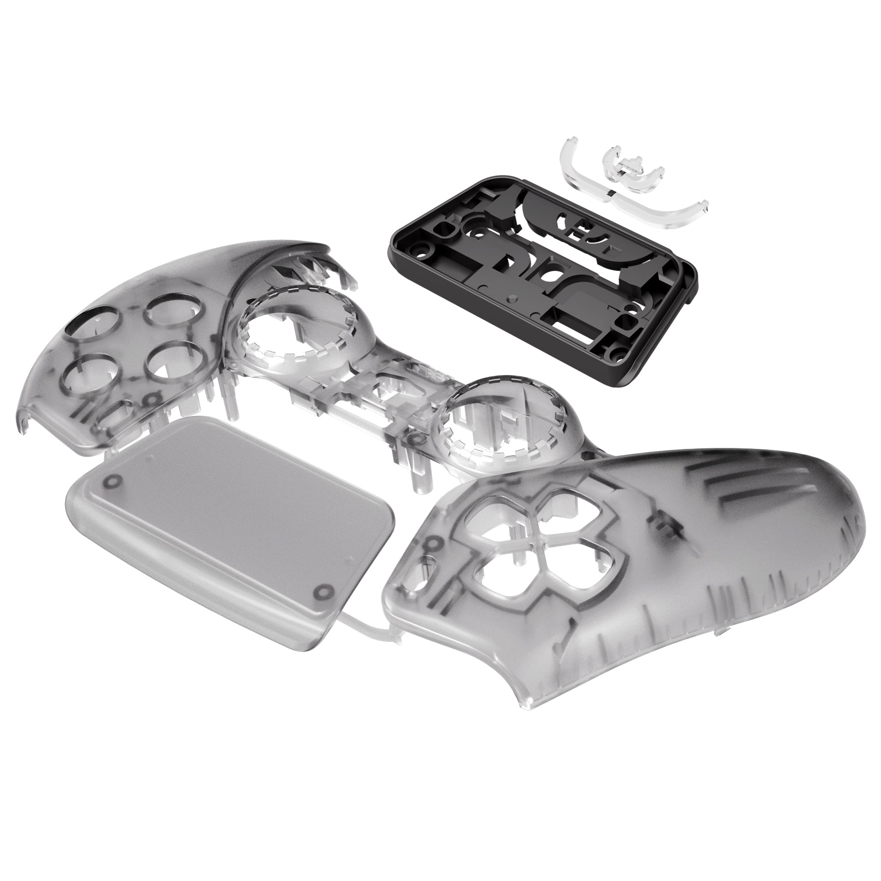 eXtremeRate Replacement Front Housing Shell with Touchpad Compatible with PS5 Controller BDM-010/020/030/040/050/060 - Clear Black eXtremeRate