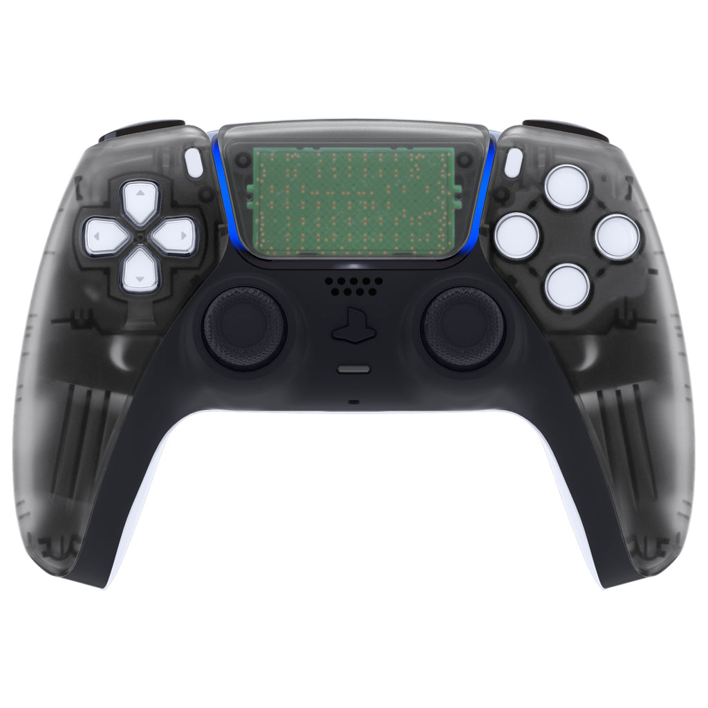 eXtremeRate Replacement Front Housing Shell with Touchpad Compatible with PS5 Controller BDM-010/020/030/040/050/060 - Clear Black eXtremeRate