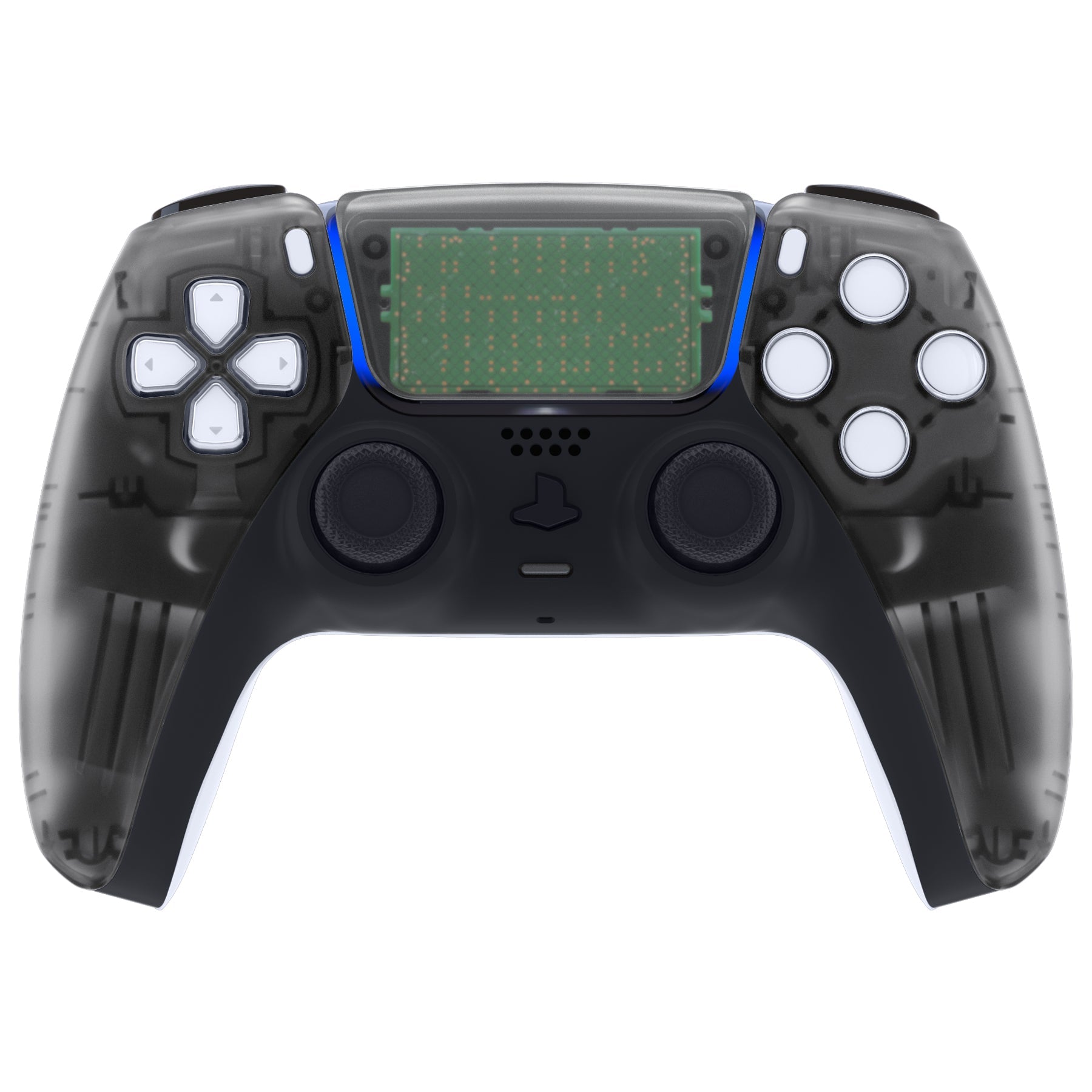 eXtremeRate Replacement Front Housing Shell with Touchpad Compatible with PS5 Controller BDM-010/020/030/040/050/060 - Clear Black eXtremeRate