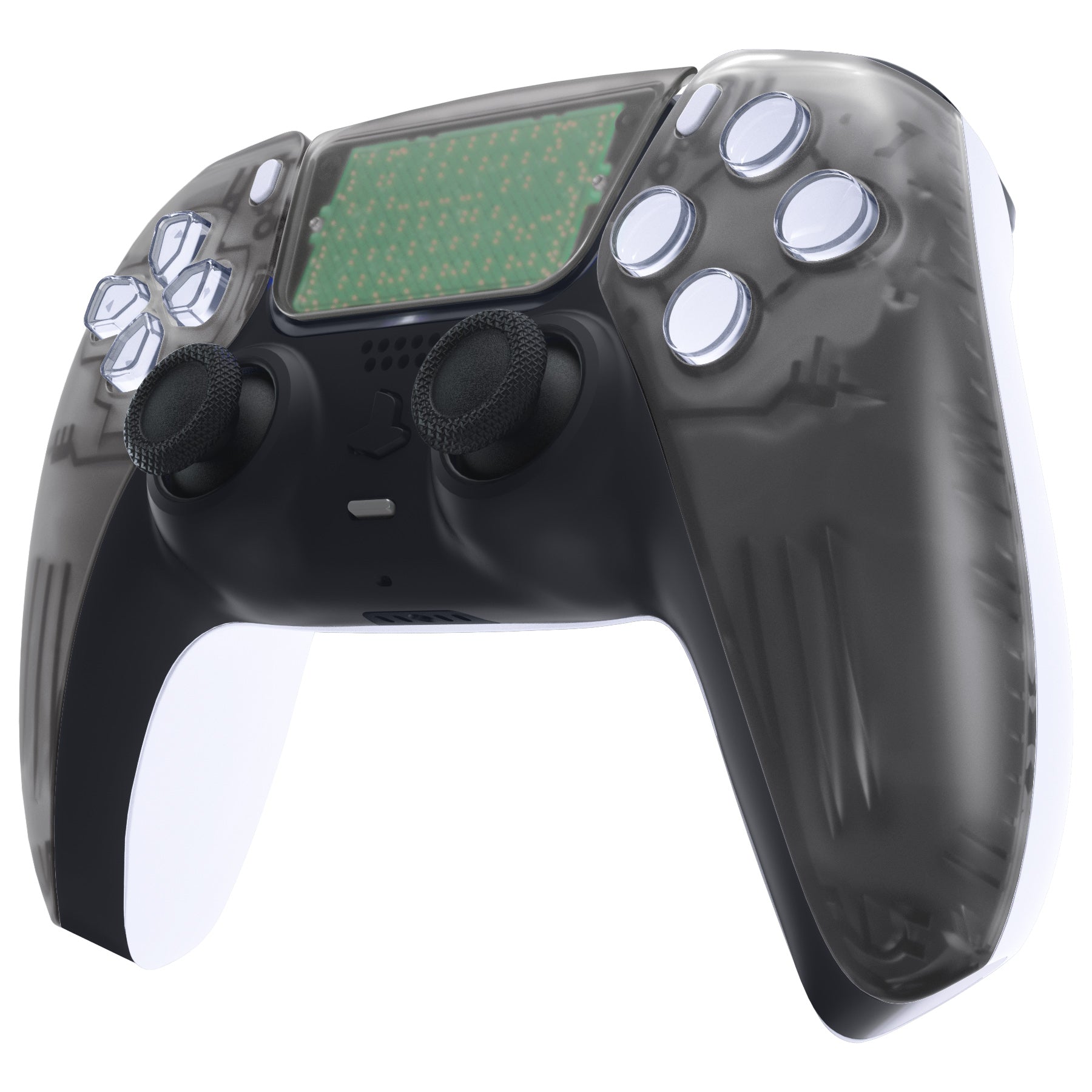 eXtremeRate Replacement Front Housing Shell with Touchpad Compatible with PS5 Controller BDM-010/020/030/040/050/060 - Clear Black eXtremeRate