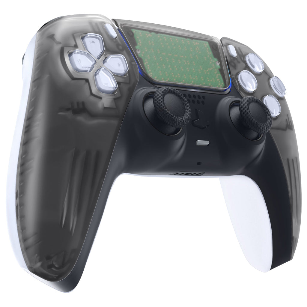 eXtremeRate Replacement Front Housing Shell with Touchpad Compatible with PS5 Controller BDM-010/020/030/040/050/060 - Clear Black eXtremeRate