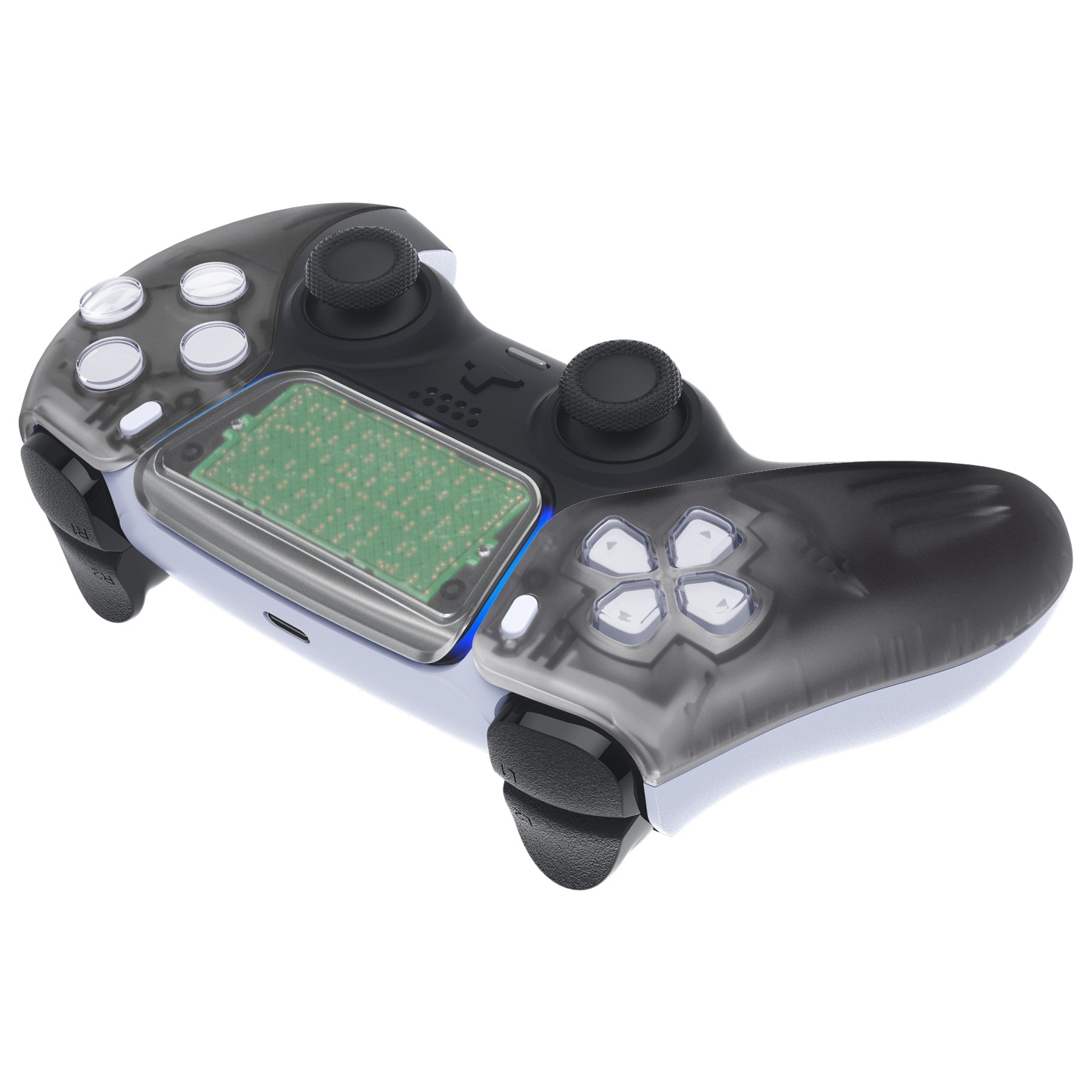 eXtremeRate Replacement Front Housing Shell with Touchpad Compatible with PS5 Controller BDM-010/020/030/040/050/060 - Clear Black eXtremeRate