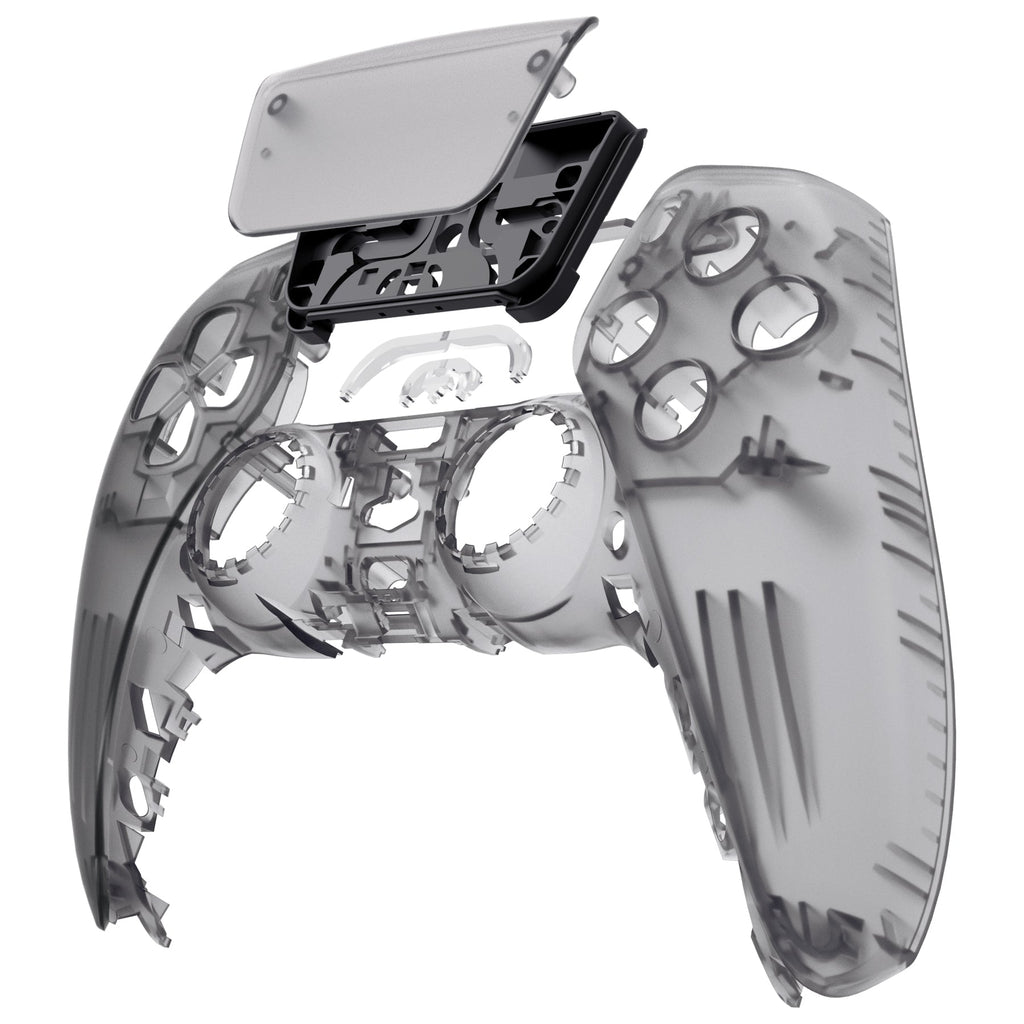 eXtremeRate Replacement Front Housing Shell with Touchpad Compatible with PS5 Controller BDM-010/020/030/040/050/060 - Clear Black eXtremeRate