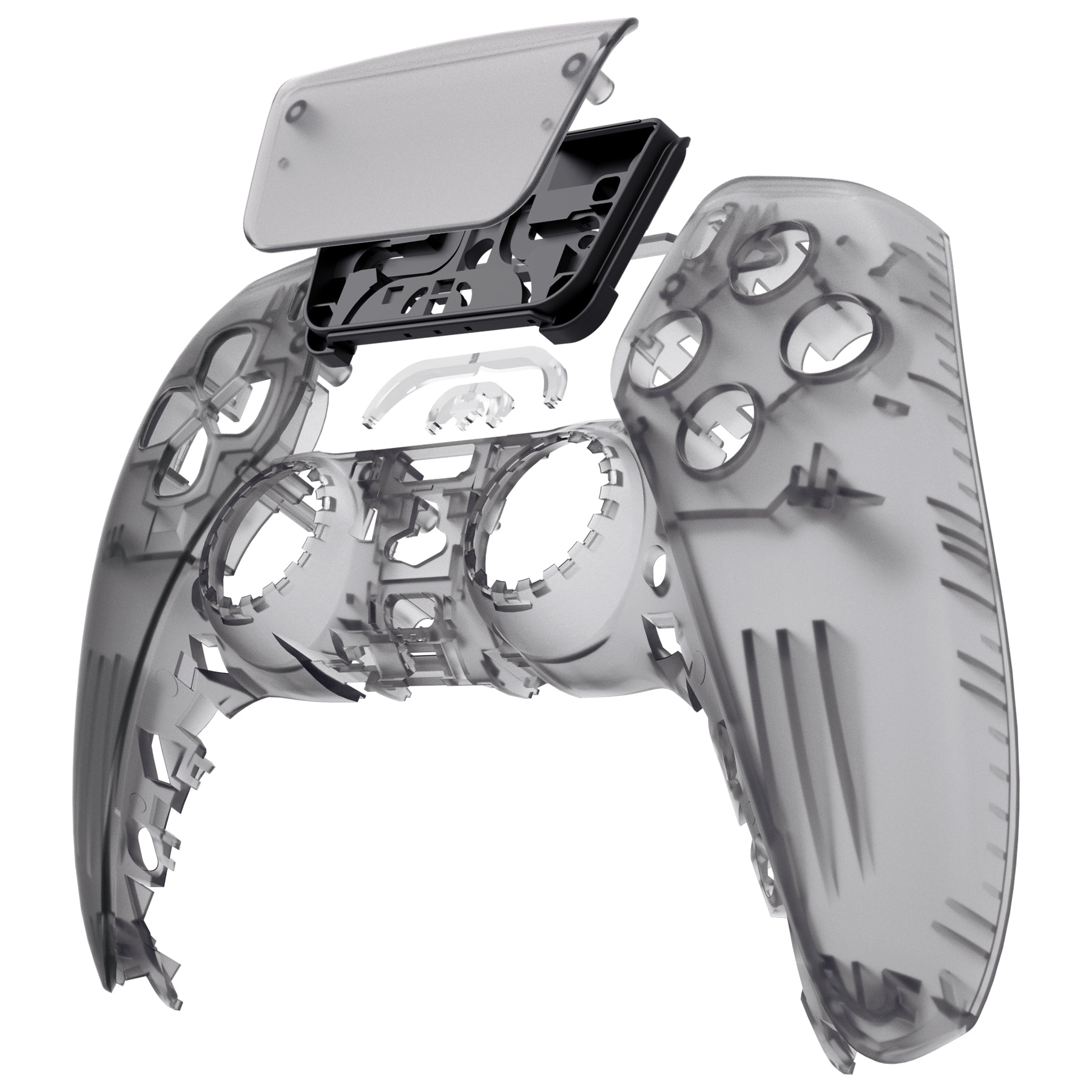 eXtremeRate Replacement Front Housing Shell with Touchpad Compatible with PS5 Controller BDM-010/020/030/040/050/060 - Clear Black eXtremeRate