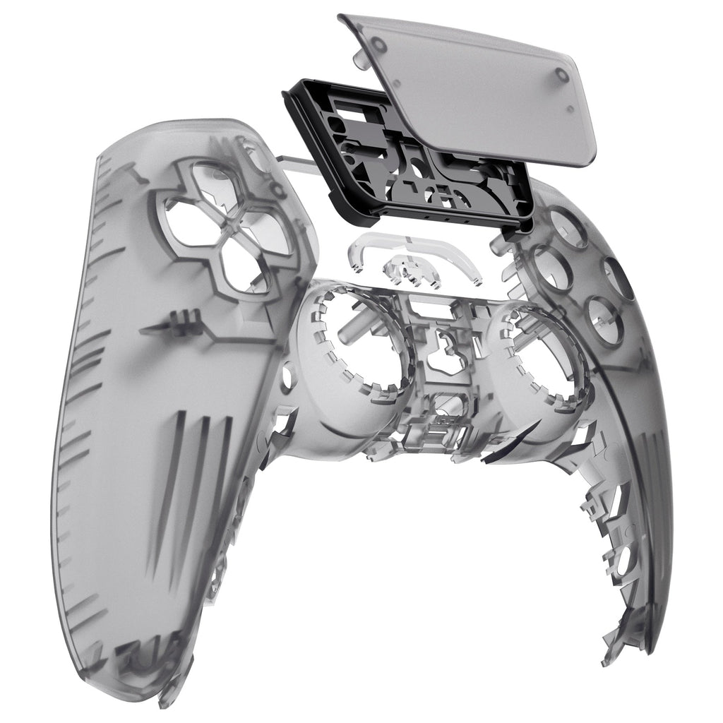 eXtremeRate Replacement Front Housing Shell with Touchpad Compatible with PS5 Controller BDM-010/020/030/040/050/060 - Clear Black eXtremeRate