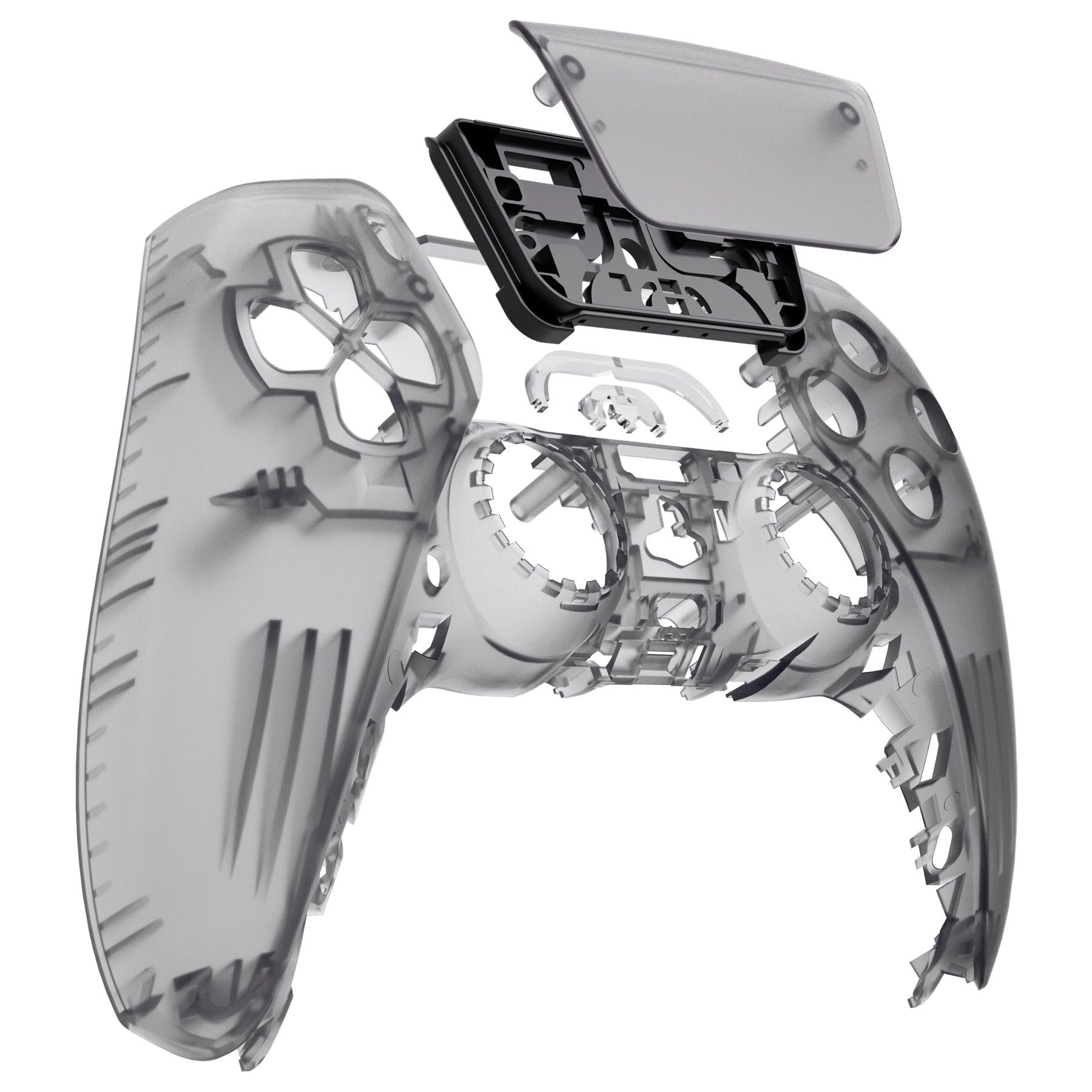 eXtremeRate Replacement Front Housing Shell with Touchpad Compatible with PS5 Controller BDM-010/020/030/040/050/060 - Clear Black eXtremeRate