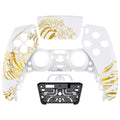 eXtremeRate Replacement Front Housing Shell with Touchpad Compatible with PS5 Controller BDM-010/020/030/040/050/060 - The Great GOLDEN Wave Off Kanagawa - White eXtremeRate