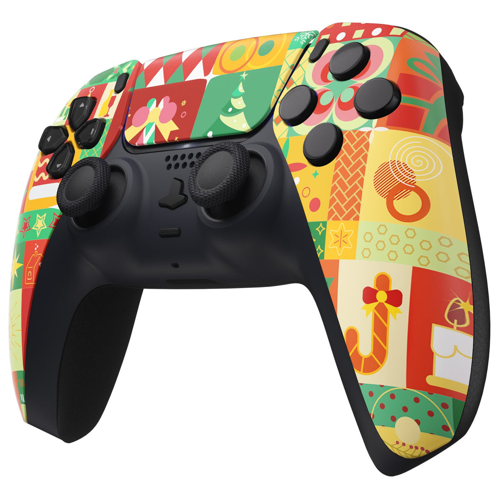 eXtremeRate Replacement Front Housing Shell with Touchpad Compatible with PS5 Controller BDM-010/020/030/040/050 - Christmas Wrap eXtremeRate