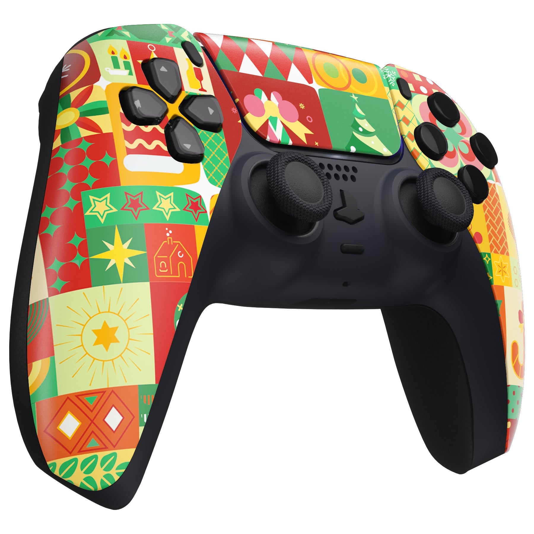 eXtremeRate Replacement Front Housing Shell with Touchpad Compatible with PS5 Controller BDM-010/020/030/040/050 - Christmas Wrap eXtremeRate