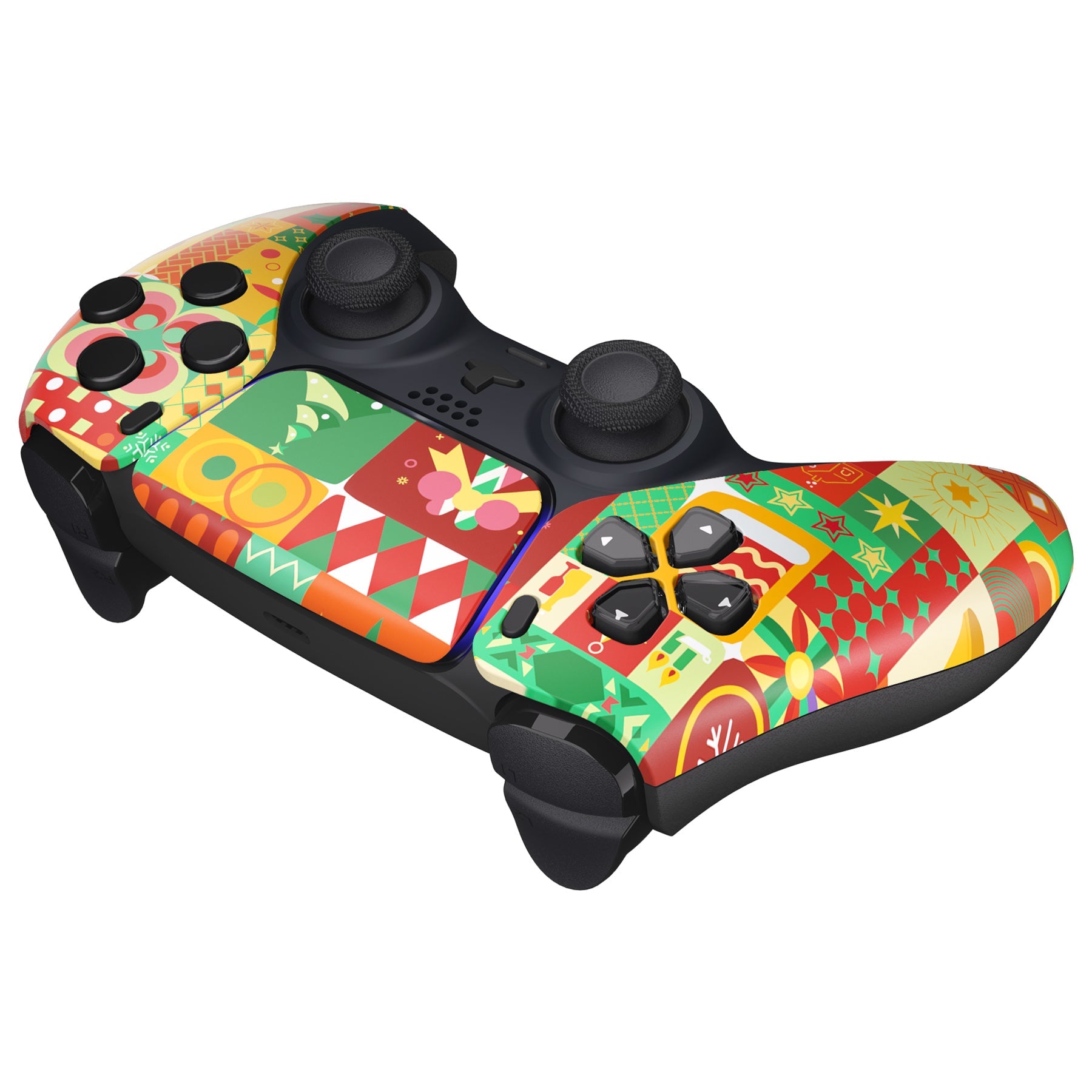 eXtremeRate Replacement Front Housing Shell with Touchpad Compatible with PS5 Controller BDM-010/020/030/040/050 - Christmas Wrap eXtremeRate