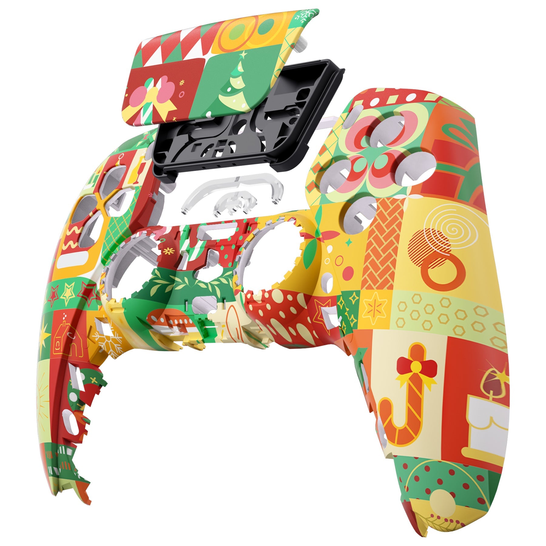 eXtremeRate Replacement Front Housing Shell with Touchpad Compatible with PS5 Controller BDM-010/020/030/040/050 - Christmas Wrap eXtremeRate