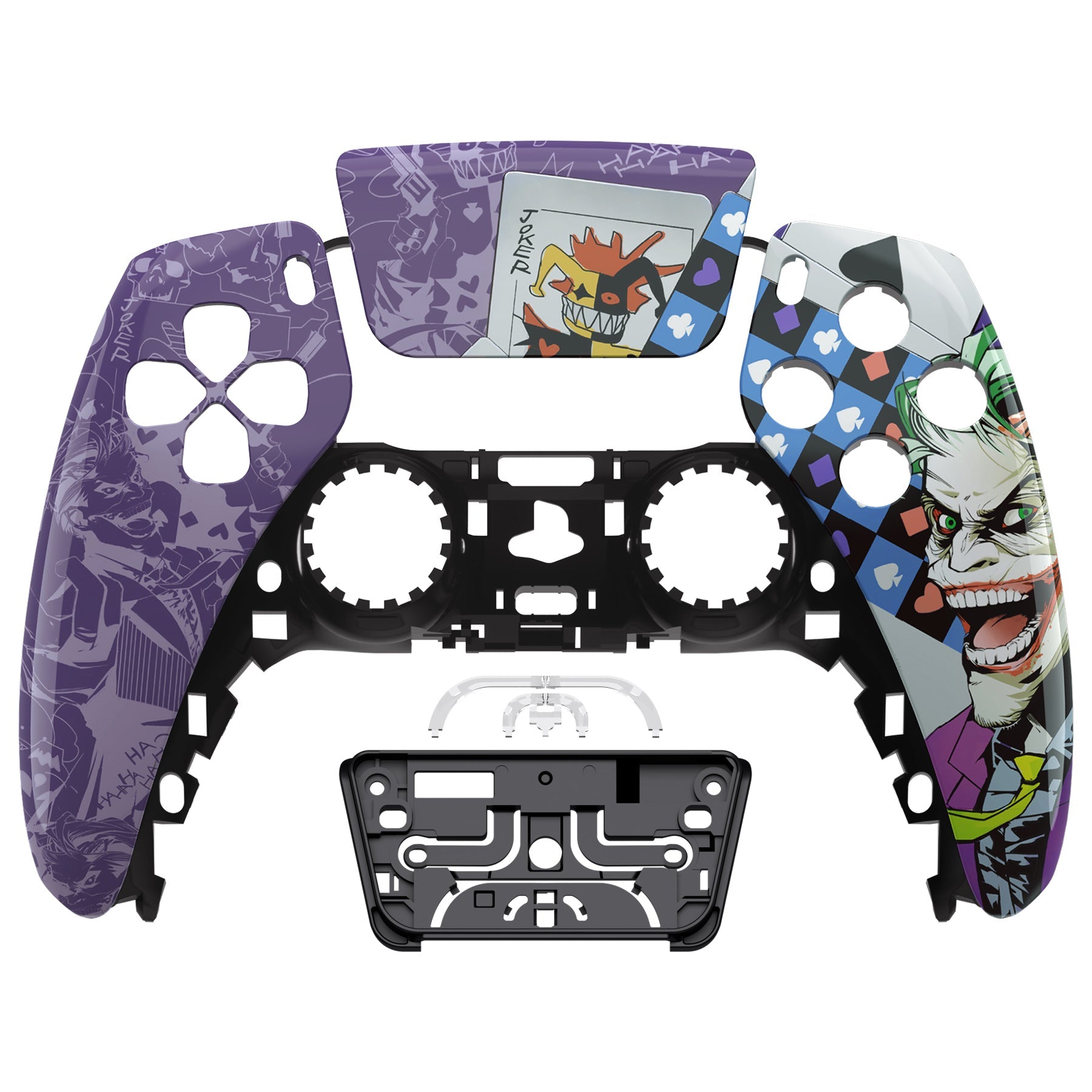 eXtremeRate Replacement Front Housing Shell with Touchpad Compatible with PS5 Controller BDM-010/020/030/040/050 - Clown Cards eXtremeRate