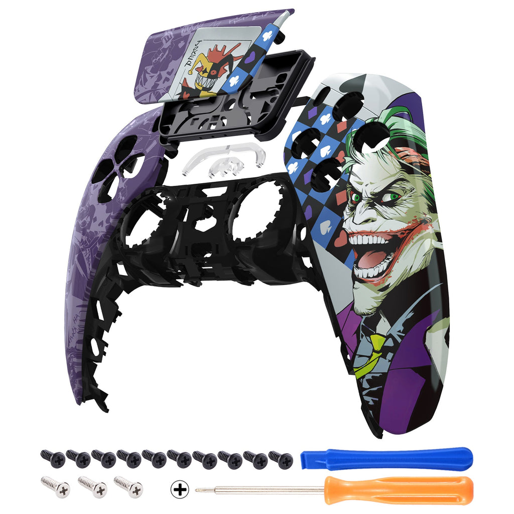 eXtremeRate Replacement Front Housing Shell with Touchpad Compatible with PS5 Controller BDM-010/020/030/040/050 - Clown Cards eXtremeRate